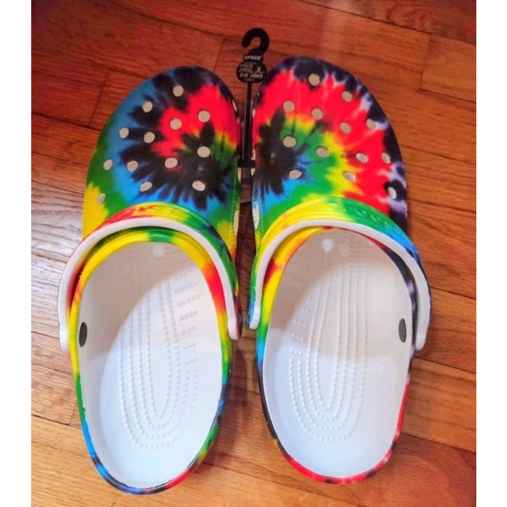 Crocs Classic Tie-Dye Clogs Multi-Color Slip-On Shoes Unisex Mens10 Womens12
